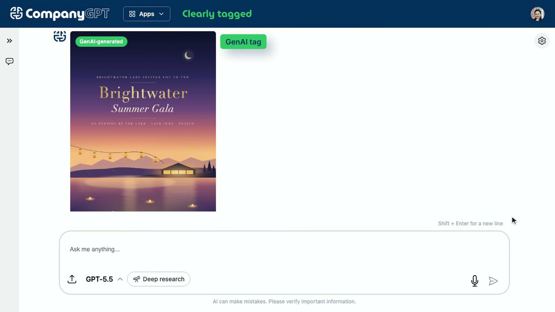 CompanyGPT: Image generation, create and tailor visuals, with your approval.