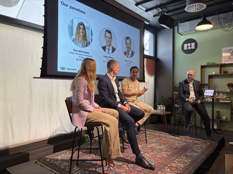 Stefan Ravizza on a panel at the G+D Netcetera Finance Circle in Zurich