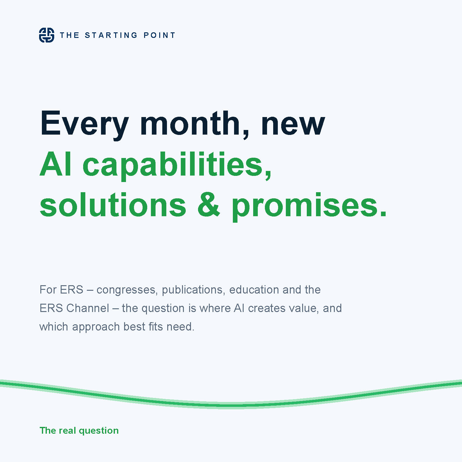 The starting point: every month, new AI capabilities, solutions and promises, and the question is where AI creates value and which approach best fits need.
