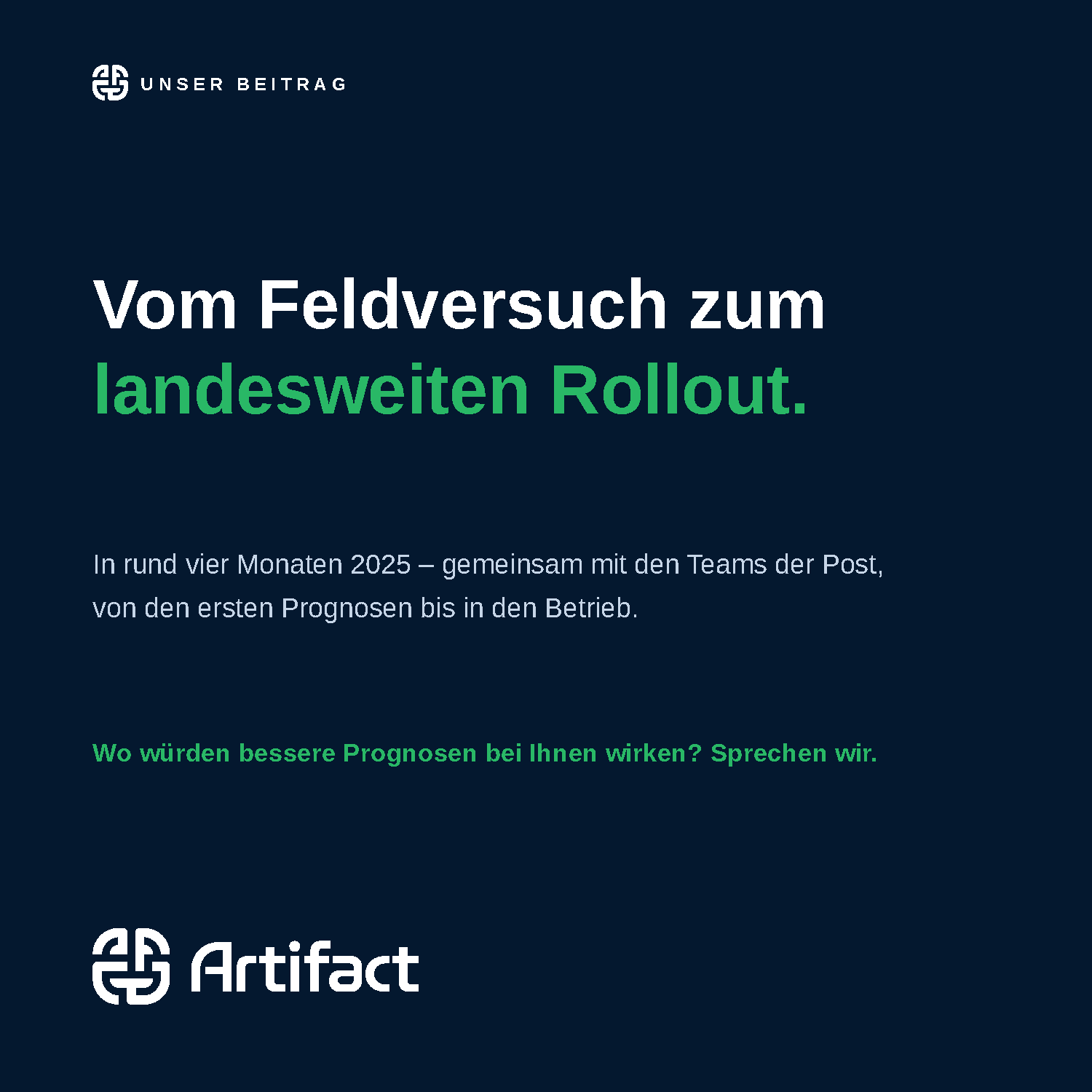Our contribution: from field trial to nationwide rollout, together with the Swiss Post teams.