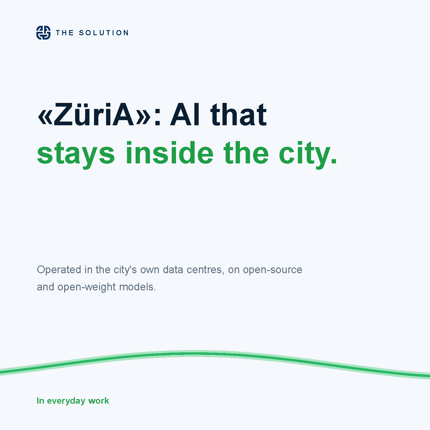 The solution: ZüriA, AI that stays inside the city, operated in the city's own data centres on open-source and open-weight models.