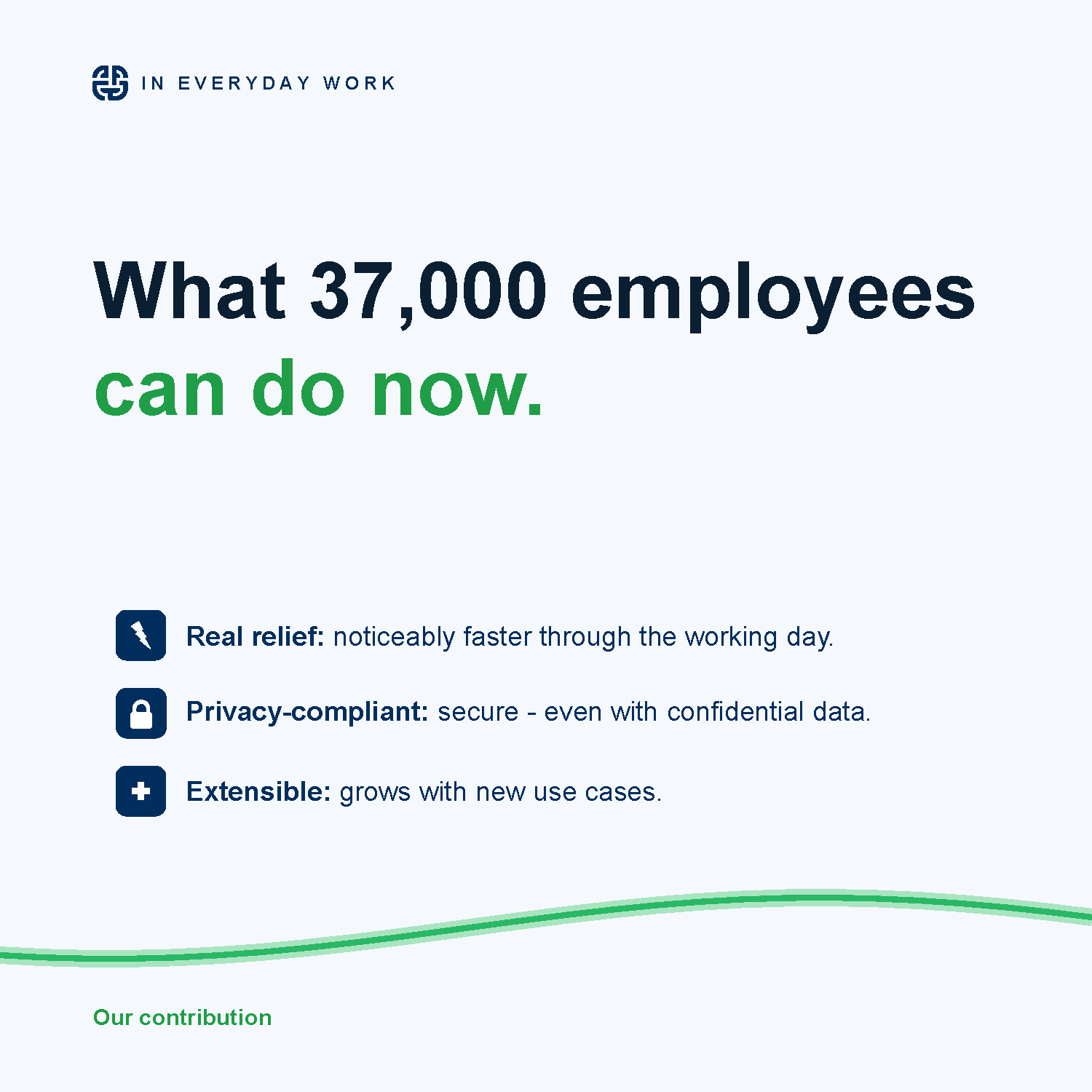 In everyday work: real relief, privacy-compliant even with confidential data, and extensible as new use cases arrive.